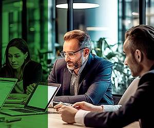 Business professionals meeting in a conference room
